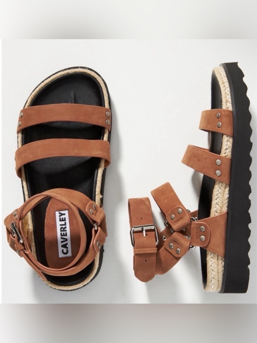 Anthropologie Caverley Albert Chestnut Brown Gladiator Platform Sandals Resort 9
